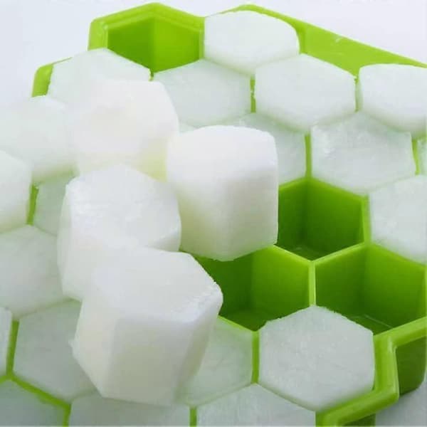 Isbakke med låg, bløde silikoneisforme, diamantformet isterning til drinks og desserter, nem fjernelse, 2 stk.