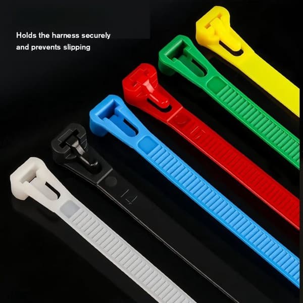 Nylonkabelbindere 5x200 mm (pakke med 100) - Genanvendelige - Røde - Bredde 4,8 mm