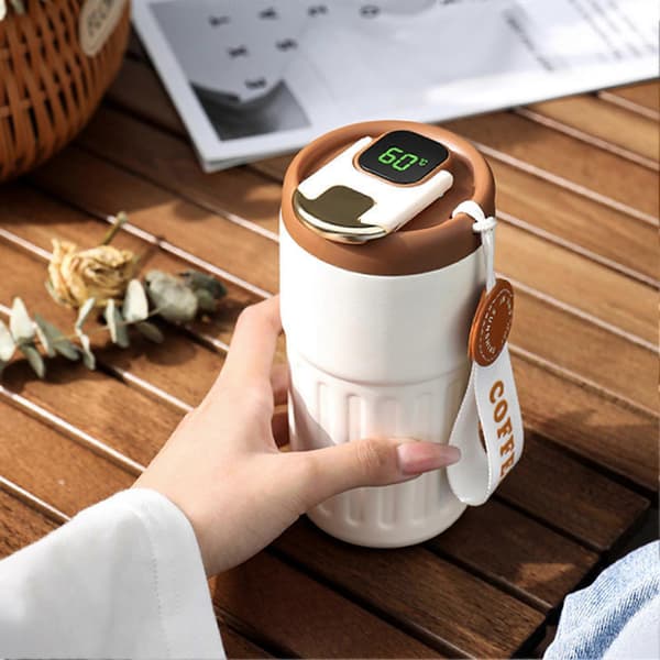 450 ml Smart Vannflaske Temp Display Håndtak Utendørs Reise Kaffe Termos A 450ML A
