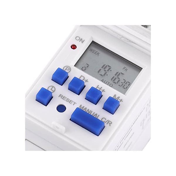 12V Programmerbar Digital Timer - LCD-skjerm, 16 PÅ/AV-programmer, DIN-skinnemontering, Oppladbart Batteri