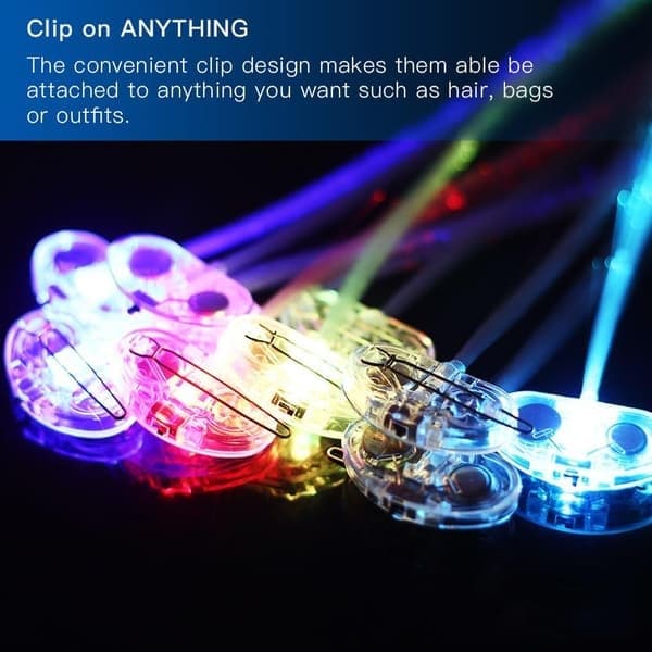 Pakke med 10 LED-lysende hårspenner, LED-lysende hårforlengelse med klips, lysende hårnålsett for jenter (35,5 cm)