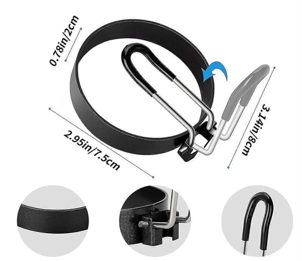 Æggekogeform i rustfrit stål, pandeform - 4 stk. Lh-1 til spejlæg og omeletter
