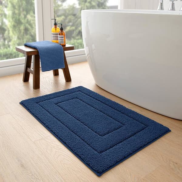 Skridsikker bademåtte 50 x 80 cm - blød, absorberende mikrofiber, maskinvaskbar (navy)