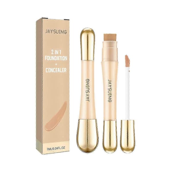 2-i-1 Foundation & Concealer - Långvarig, Naturlig Finish, Döljer Fläckar & Porer