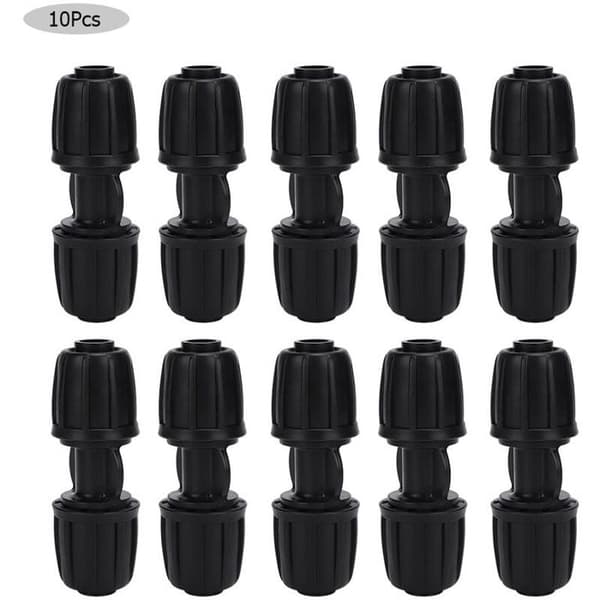 10x rette vanningskoblinger for 16 mm PE-rør - POM, svart
