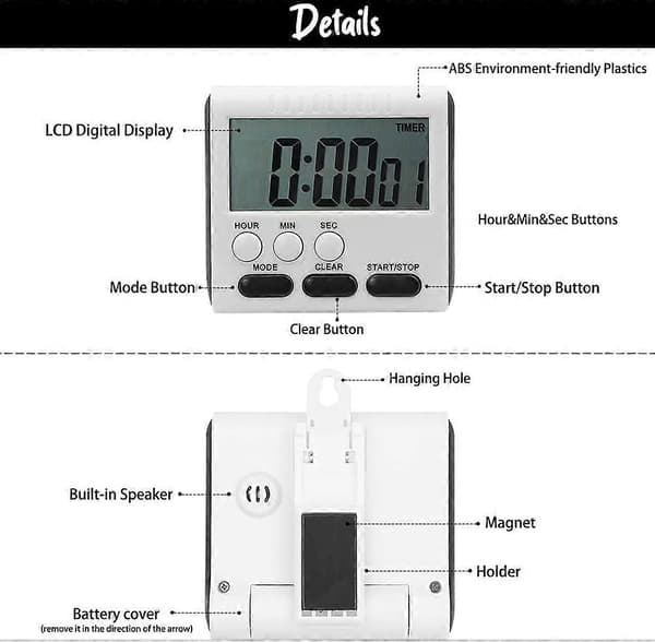 24-timmars Kökstimer, 4 st Digital Magnetisk Timer med Alarm, 4-färgs Ugnstimer med Ställ för Matlagning Dusch