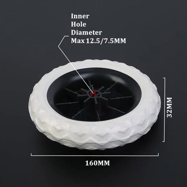 16 cm Trolleyhjul - Sort - EVA-skum - Plastkerne