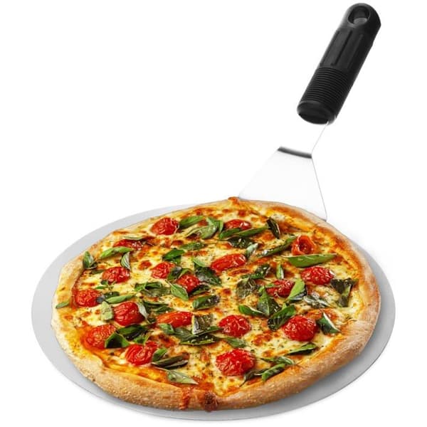 Rund pizzaspade - rustfritt stål - ergonomisk gummihåndtak - Ø25 cm
