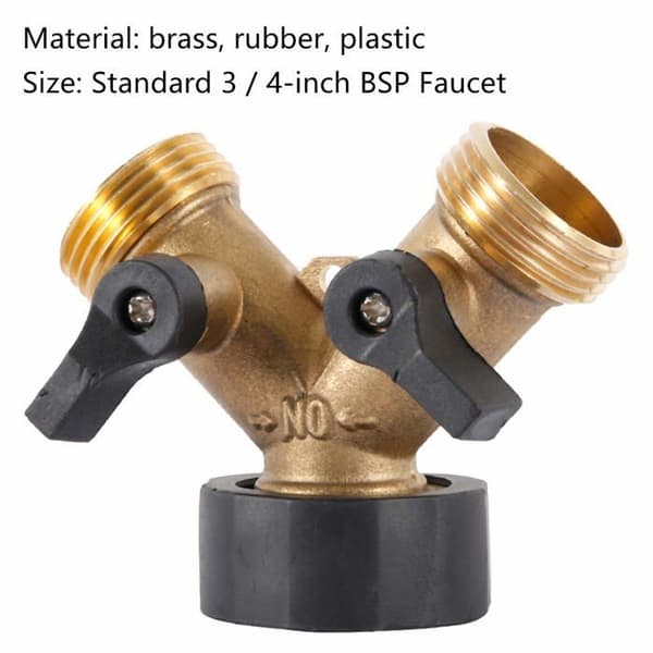 2-veis 3/4\" messing Y-fordeler – dobbelkran med anti-dryppventiler for hage