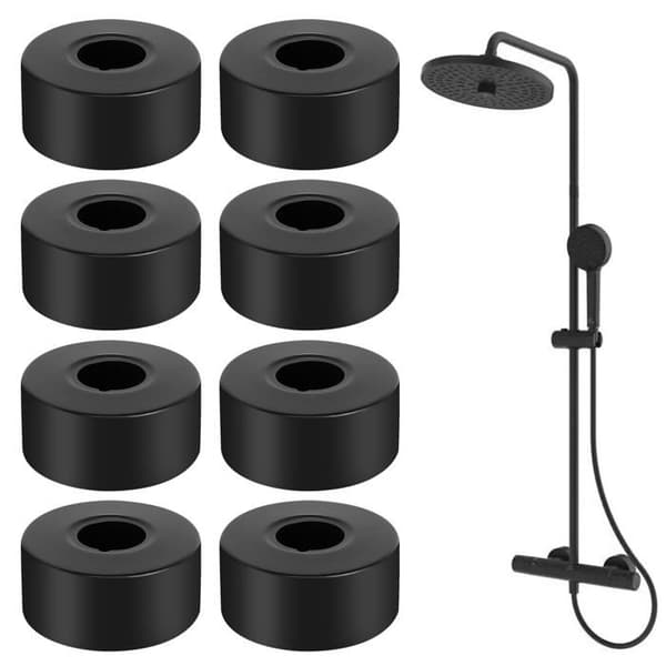 Matte sorte rosetter i rustfrit stål til vandhaner/armaturer og brusere - Pakke med 8