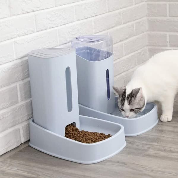 Automatisk foder-/vanddispenser til kæledyr - 3,8L x 2 stk. - Foder- og vandautomater til hunde/katte/tørfoder, tilbehør, skåle til katte/hunde/kæledyr