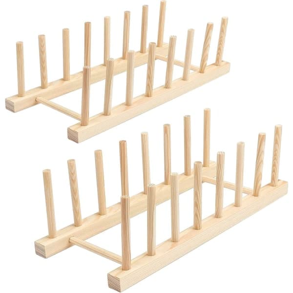 Diskställ i bambu, diskställ i bambu, diskställ i bambuträ, tallrikställ, köksskåpsorganisator