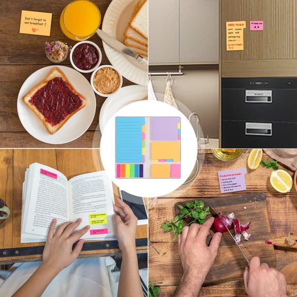 Sticky Notes Sæt Selvklæbende Post-it til Journalføring Notesbog Planlægger Kontor Skole