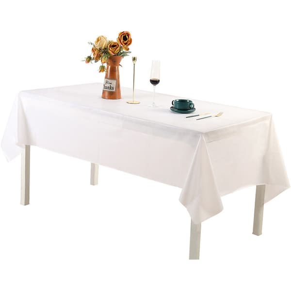 Flekkmotstandig rektangulær duk, PEVA, hvit, 137x274 cm, engangs festduk, vanntett og oljebestandig