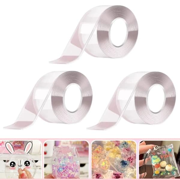 3 st Nano Tape Bubble Leksaker, Spårlös Nano Tape Bubble Making, Transparent Multipurpose 100cm*3