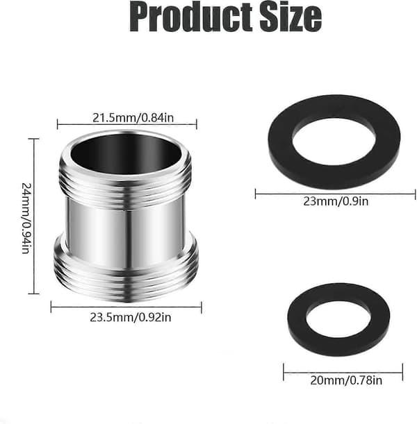 2 stk. 22/24 mm han til han vandhaneadapter, 22 mm han til han NPT-gevind, egnet til køkkenluftfilter vandfilter