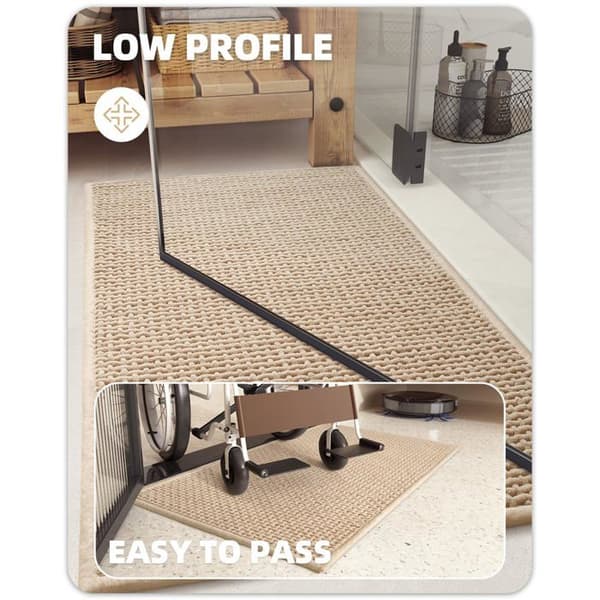 Skridsikker bademåtte 44 x 75 cm - Absorberende chenille, hurtigtørrende, vaskbar, beige