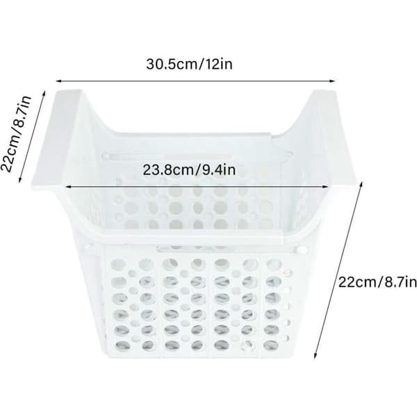Frysbox förvaringskorg – Set om 2 – Utbyggbar ABS-organisatör – Stöder upp till 15 kg – Lätt att rengöra