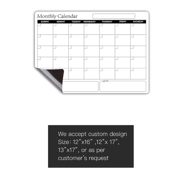 Magnetisk genanvendelig whiteboard køleskabskalender Månedlig planlægger opslagstavle