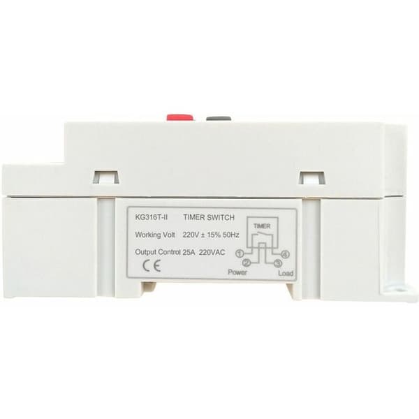 220V 25A Digital Programmerbar Timer (DIN-skinne) - 16 programmer, LCD-skjerm, hvit