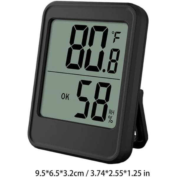Stor skärm inomhushygrometer - Temperatur - Luftfuktighet - Magnet & stativ