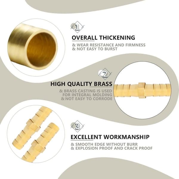 6-delt 6 mm messing piggkobling, 2-veis rett rørkobling med 12 klemmer