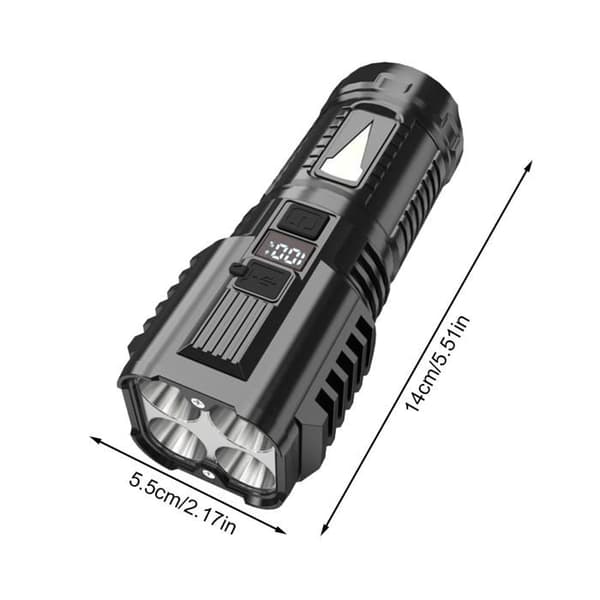 USB-ladattava LED-taskulamppu 4 tilalla – kompakti ABS, tehokas pitkän kantaman valaistus