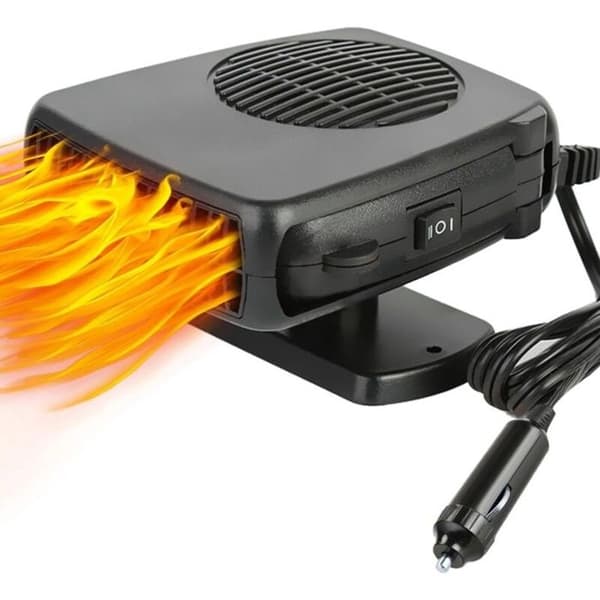 Bilvarmer (defroster) 12V/200W - 2-i-1 defroster - Sigarettennerplugg - Svart