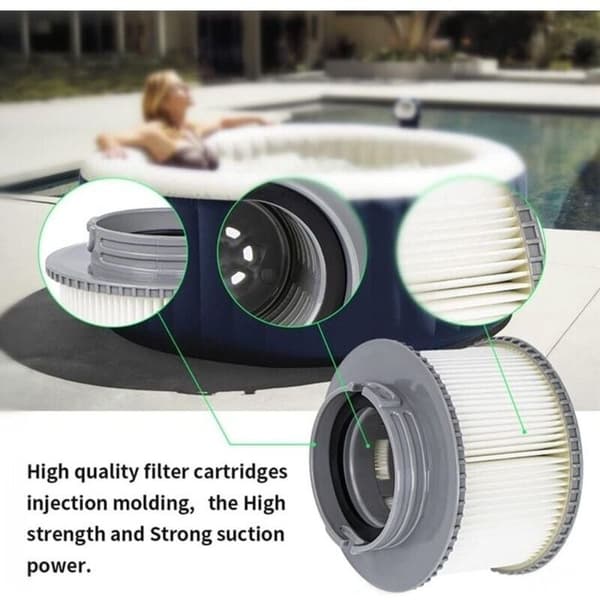 Pakke med 6 MSPA FD2089 erstatningsfiltre – 120-foldede patroner til oppustelige pools (8,6 x 11,5 cm)