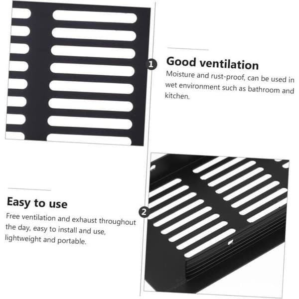 Rektangulær ventilationsrist 30 x 8 cm i sort aluminium – 2 stk.
