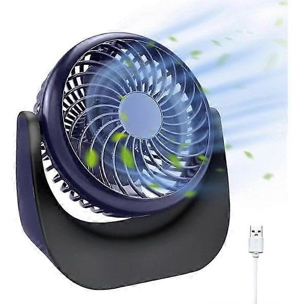 USB Bordventilator, Bordventilator med Stærk Luftstrøm, Støjsvag Bordventilator, 3 Hastigheder Bordkøleventilator med USB-drift