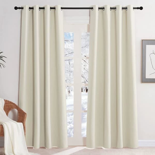 Termiske blendingsgardiner - Sett med 2 - 140x220 cm - Kulde-/varmeisolasjon - Lys beige - Metallmaljer