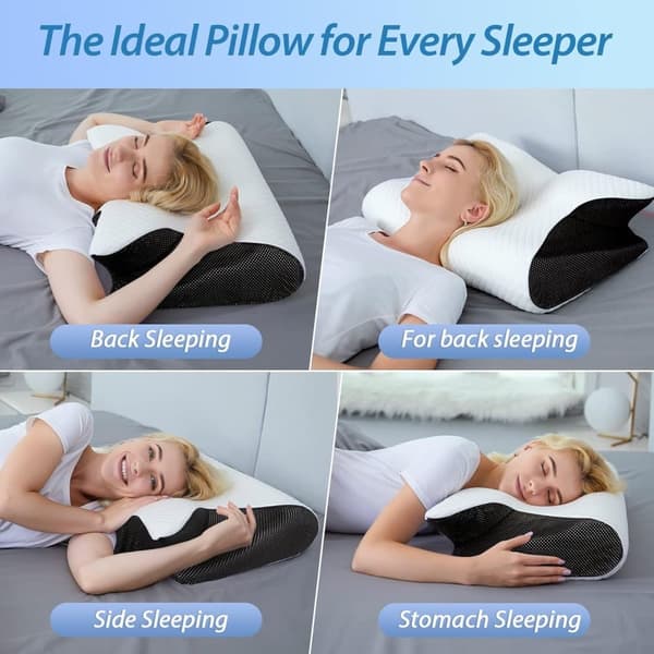 Ortopedisk Nackkudde Memory Foam Sovkudde för Nack- och Ryggsmärta svart black