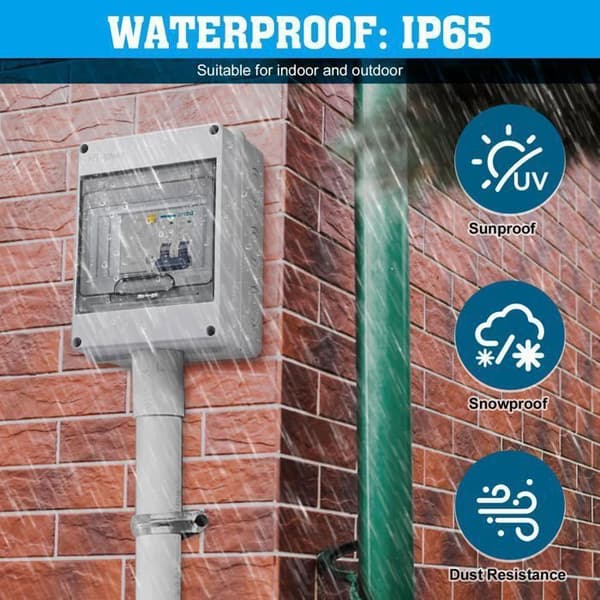 IP65 vattentät elcentral, 1 rad, 5 moduler - Väggmonterad ABS-kapsling för inomhus/utomhusbruk