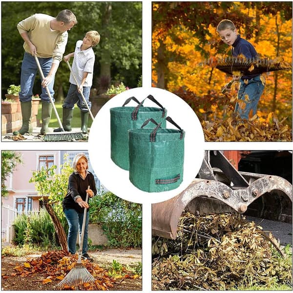 2-pack 500L trädgårdssäckar, kraftiga trädgårdsavfallssäckar, robusta och hopfällbara PP-avfallssäckar, UV-stabila (2-pack - 500L, grön)