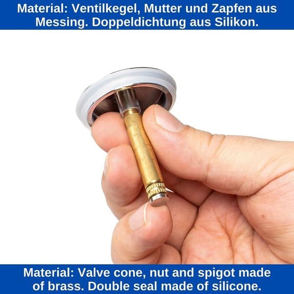 Badekarprop Ø43 mm - Massiv messing - Silikoneforsegling - Justerbar højde 32-52 mm
