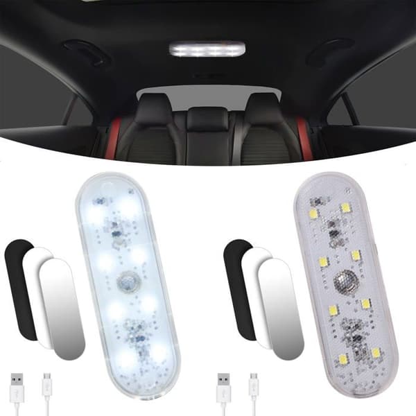 Bilinteriørbelysning, 2 stk. 8 LED hvitt lys berøringsbryter bilinteriørlampe, LED bilinteriør uten
