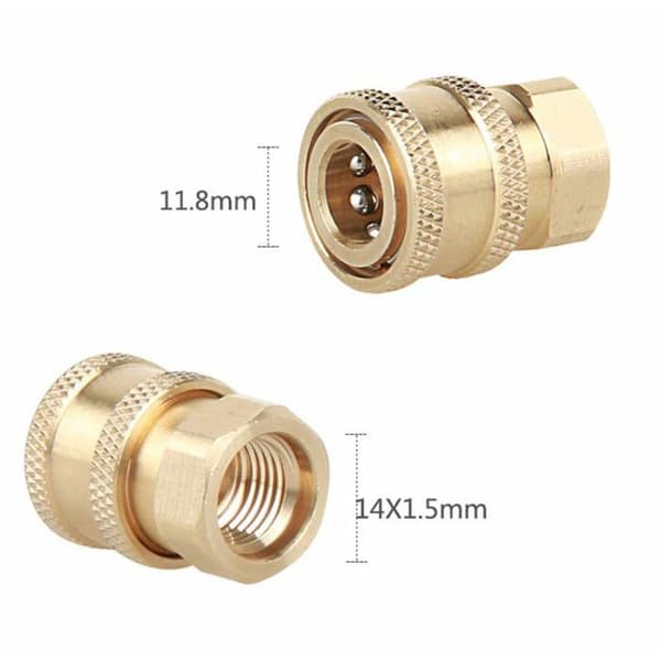 M14 snabbkopplingar, 2-pack (hane + hona) 1/4\" för högtryckstvätt – 5000 PSI