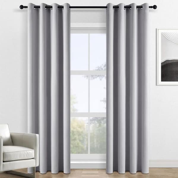 Mörkläggningsgardin 132x213cm 100% polyester med öljetter, ljusgrå, vardagsrum/sovrum