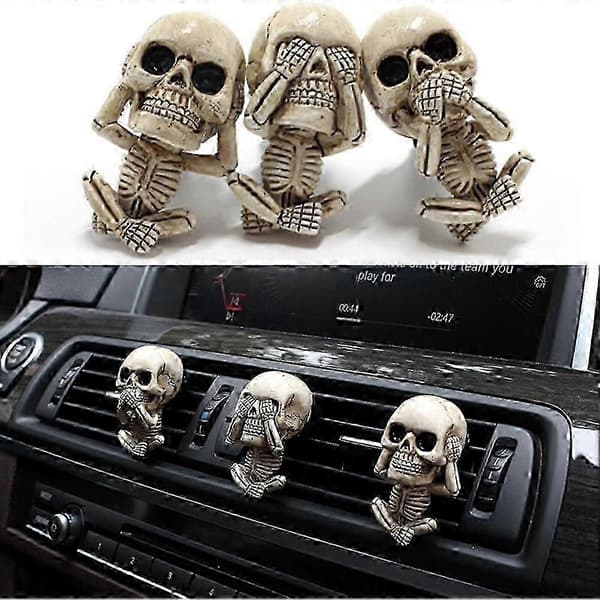 3x Bilduftfrisker Clips Halloween Kranie Biludluftningsdekoration Aromaterapi Clip