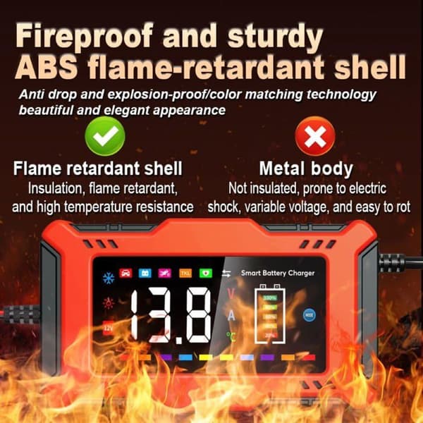 12V 6A Smart Batteriladdare – Blysyra & Litium: Starta, Underhålla och Reparera, Rosa