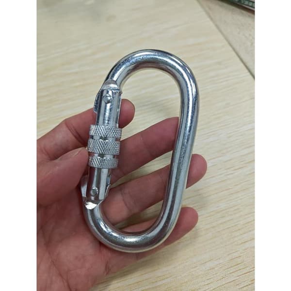 Oval klätterkarbinhake 25 kN - Aluminium - Skruvlåsning - 2-pack