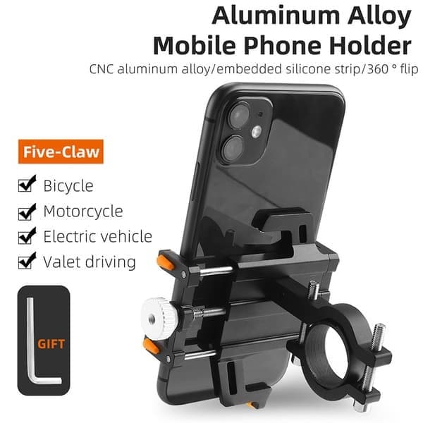 Mobiltelefonholder til cykel, navigation, fastgørelse, styr, aluminiumslegering