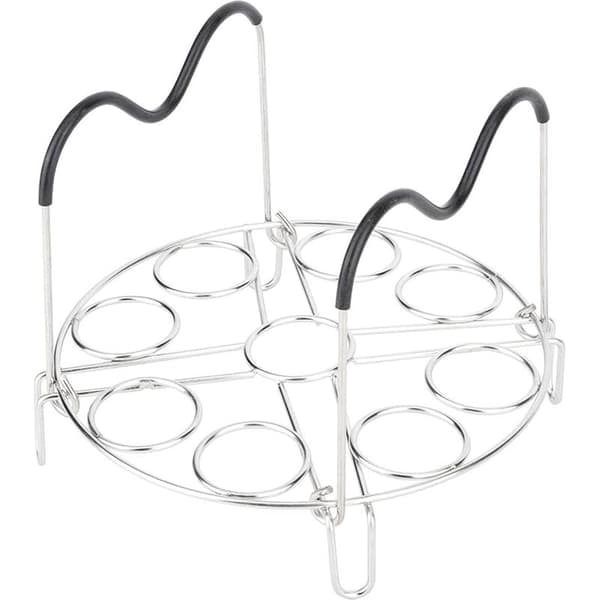 Eggdamperstativ, eggholder for hardkokte egg, eggkokestativ med varmebestandige silikonhåndtak, dampbrett i rustfritt stål for egg