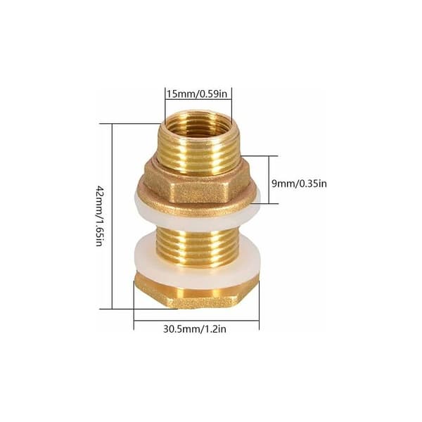 Stykker 4,2 cm 1/2\" messing vannkobling for kran / tønnekran / regnvannstanker