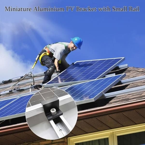 Solcellepanel Monteringssett, Solcellepanel Skinne, Justerbar 30-35mm Solcellepanel Monteringsbrakett, med Muttere og Skruer