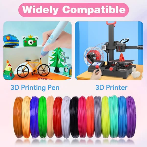 PLA 3D-filament, 1,75 mm 3D-refill, 5M 3D-filament i 20 farver hver, velegnet til børn og voksne, 3D-pen tilbehørsfilament til 3D-printer