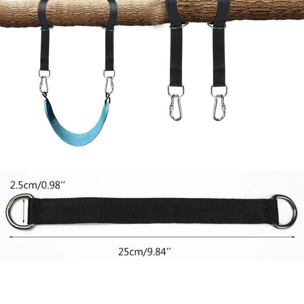 Kit med 2 trädgungsremmar, 25 cm - nylon & stålkarbinhakar, 100 kg