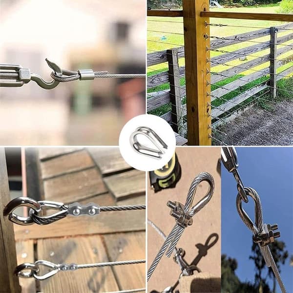 40 Stykker M5 Rustfrit Stål 304 Wire Tovklemmer, Hjerteformede Tovklemmer til 5mm Wire Tov