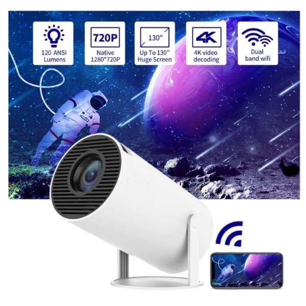 Projektor 4k Android 11 Dobbelt Wifi6 200 Bt5.0 1080p 1280*720p